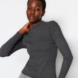 Trendyol Collection Dark Anthracite Fitted High Collar Long